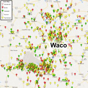 Map of Waco-area hams